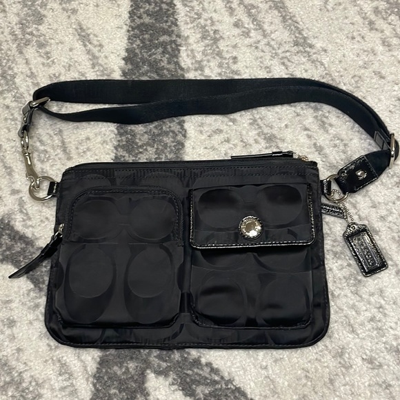 Coach Handbags - EUC Coach Black Logo Belt Bag